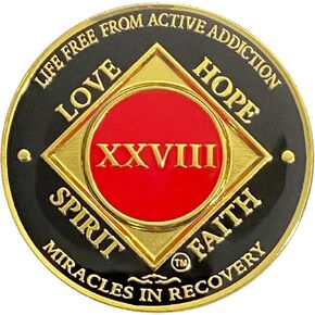 Simply Minimal NA 28 Year Gold Color Plated-Medallion, Recovery Chip, Narcotics Anonymous Coin