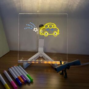 LED Light Up Drawing Board, Glow in The Dark Acrylic Writing and Drawing Board with 9 Colors, Table Message Board, LED Dry Erase Board for Fun, Christmas Gifts for Man, Women, Girls, Boys