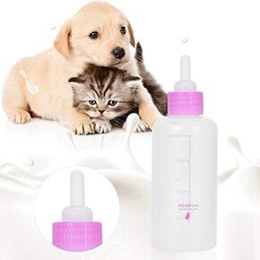 Topincn 6pcs/ مجموعة Pet Puppy هريرة التغذية الزجاجة زجاجة الزجاجة المحقنة مصاصة حديثي الولادة الحيوانات الأليفة الصغيرة الكلب Cat Sileding Supplies 60 مل مع حلمات الاستبدال