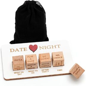 Date Night Dice Game للبالغين ، تاريخ المرح فكرة النرد ، الهدايا النرد للأزواج ، قرار الطعام الخشبي النرد لصديقه ، Gilfriend ، الزوج ، الزوجة
