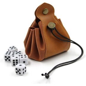 gofidin Dice Bag Tray Gift Coin Purse Gambling Tool Role Playing Storage Pouch Board Game(Dark Brown)