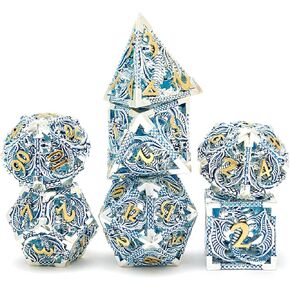 جوفاء المعادن DND DND DICE CREAM WITHY و GOLD GEAR NUTS 7PCS مجموعة للأبراج المحصنة والتنين RPG MTG TABL