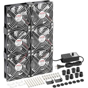 Wathai Big Airflow 2 × 120 مم 240 مم مروحة كمبيوتر مع مروحة خزانة قابس تيار متردد 110 فولت 240 فولت تيار متردد، وحدة تحكم في السرعة 3 فولت إلى 12 فولت، لتبريد محطة عمل خادم هيكل آلة التعدين in Kuwait