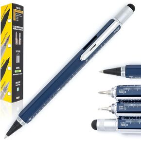 Monteverde USA 9-in-1 أداة سائل الحبر القلم باللون الأزرق-القلم متعدد الوظائف مع القلم ، مفكات ، مستوى ، حاكم-مجموعة حصرية ، هدية مثالية للمحترفين