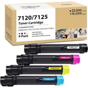 7120 7125 7220 7225 Toner Cartridge Replacement for Xerox 006R01457 006R01458 006R01459 006R01460 Toner Cartridge for WorkCentre 7120 7125 7220 7225 7220i 7225i Printers | 4 Pack 7120 Toner Cartridges