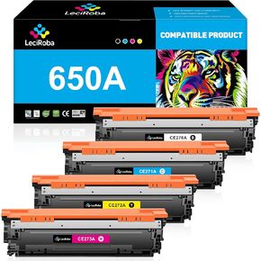 LeciRoba 650A CE270A CE271A CE272A CE273A Toner Cartridge Replacement for HP Laserjet Enterprise CP5525 CP5525 CP5525dn CP5525n CP5525xh M750 M750dn M750n M750xh Series Printer (4-Pack)