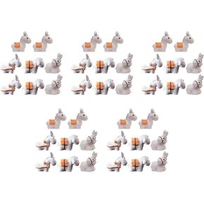Luozzy 40 PCS Mini Donkey التماثيل Dollhouse Miniature Farm Animals تماثيل راتنجات حيوانات الحمير الصغيرة لنموذج DIY Dollhouse Farm Micro-Landscape Prop