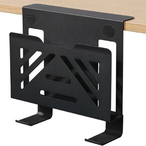 Desk Side Storage, Under Desk Laptop Mount, Table Side Hanging File Organizer, No Drill Clamp On Cable Management Tray, Laptop Holder with Magnetic Pen Holder for Office and Home, Load 22 Lbs