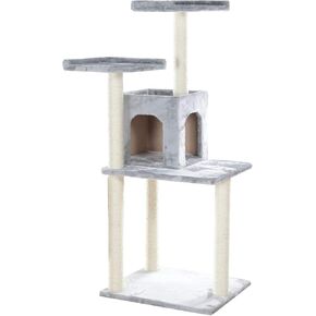 GP78571022 CAT TREE ، منزل مسرحية خشبية حقيقية ، سيلفر رمادي ، 14 د × 27 6 و × 57 ساعة
