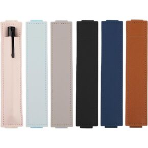 6 Pcs Elastic Notebook Band Holders, Adjustable Elastic Band Pen Holder, Detachable PU Leather Pen Sleeve Pouch Journal Pencil Holder, for Notebook Planners Binders Books (Hold 1 Pen)