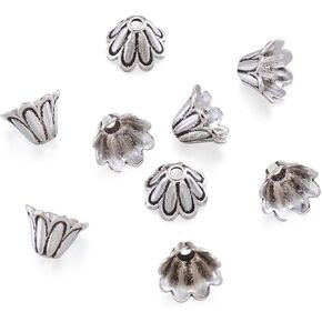 Fashewelry 100Pcs Alloy Flower Spacer Beads 7x5mm Alloy Metal Bead Caps Spacer Beads End Caps Western Charms for Crafts DIY Bracelete Jewelry Making Supplies Hole: 1mm