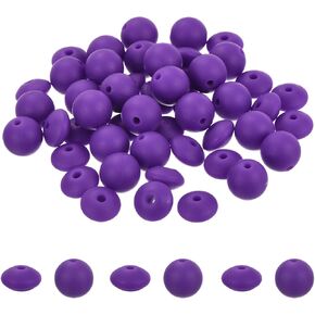Meccanixity 50pcs حبات السيليكون الفضية ، جولة 12 ملم والعدس ، لصنع المجوهرات DIY