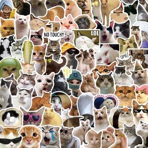 100PCS Cat Meme Stickers,Funny Cat Stickers for Kids Teens Adults,Vinyl Waterproof Stickers for Water Bottles,Laptop,Bumper,Computer,Phone,Skateboard,Cup