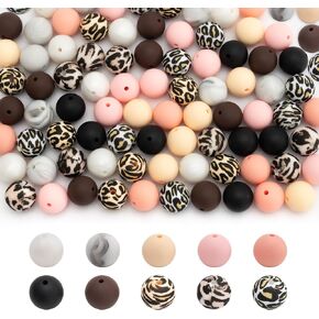 100 pcs 15mm سيليكون حبات لسلسلة المفاتيح ، سوار ، قلادة ، وأقلام تصنع حبات السيليكون الفاصلة الفضفاضة بشكل كبير لصياغة DIY
