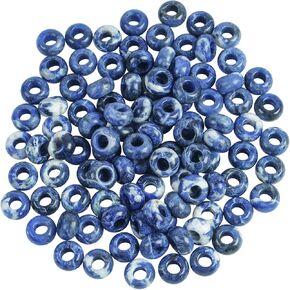 Loveliome 20 Pcs Large Hole Loose Stone Rondelle Indian Agate Beads for Crystals and Healing Stones Jewelry Makings