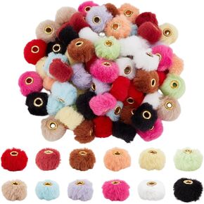 ph pandahall 72pcs 12 ألوان حبات رقيق 20 مم Pom Poms Beads Decorations Decorations Beads Cute Plush Balled for Ambable Keychains Diy Craft Jewelry Making Supplies Hole: 4 mm