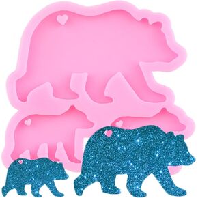 Polar Bear Family Silicone Keychain Mold Polar Bear Family Mother Baby Silicone Molds for DIY Jewelry Making Pendant Necklace Decoration Craft