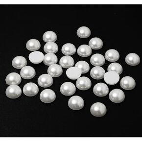 100-Pcs 16mm cabochon فو فو جولة جولة بيرل بيدز ، SP-2396 (قبالة أبيض)