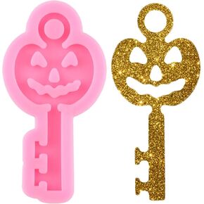 Halloween Theme Resin Molds Pumpkin Key Keychain Silicone Mold Epoxy Resin Jewelry Mold for DIY Backpack Pendant Making Necklace Decoration Craft
