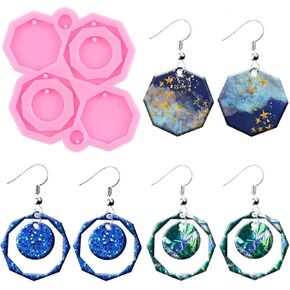 Resin Earring Molds Octagon Circle Earring Silicone Mold Jewelry Epoxy Casting Molds for DIY Woman Girl Unique Earrings Pendant Jewellery Making Necklace Decoration Craft