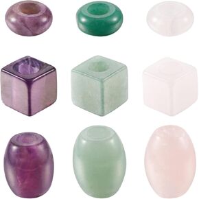 Craftdady 6pcs الأحجار الكريمة الطبيعية حبات دونات 28-31mm ثقب كبير نصف حجر حجر ثمين بيات PI COIN COINING MEDS GEMSTER BEADS لصنع المجوهرات الحرفية DIY