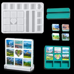 Photo Frame Resin Molds - Rectangle Picture Silicone Mold for Epoxy Resin DIY Nine-Square Grid Stitching - Home Table Decor, Handicrafts, Cake Fondant Mould
