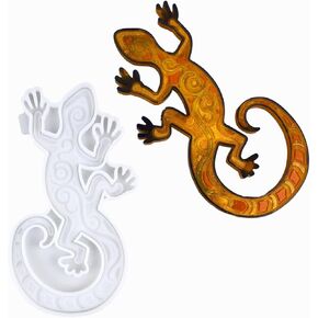Gecko Wall Hanging Resin Mold 3D Animal Silicone Molds Wall Decor Epoxy Resin Mold Large Gecko Silicone Molds for Epoxy Resin DIY Wall Hanging Art Craft Table Home Deco (White)