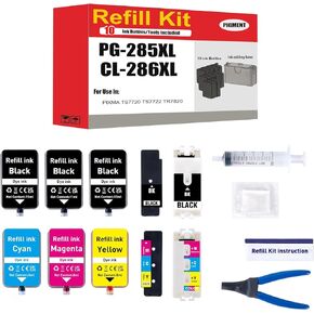 PG-285 CL-286 PG-285XL CL-286XL INK REWILL KIT متوافقة مع طابعات PIXMA TS7720 TS7722 TR7820 (10 حزمة)