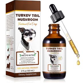 Turkey Tail Mushroom for Dogs, Faster Absorption Turkey Tail Mushroom for Immune & Digestive, Joint, Energy, Dog Mushrooms Drop with Turmeric & Probiotic- 60ml