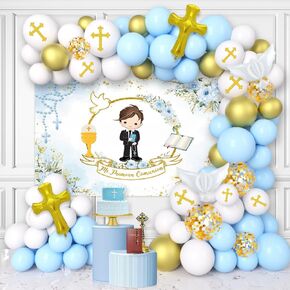 85pcs ديكورات المعمودية للأولاد ، Primera Comunion Decoracion أول شركة Holy Compleion تعميد الحفلات الأزخ