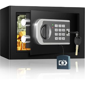 0.35 Cuft Digital Safes مع لوحة مفاتيح قابلة للبرمجة ومفتاح احتياطي ، مربع آمن صغير ، منزل أمان صغير آمن لفندق مكتب الأعمال المنزلي ، خزائن المال الشخصية لمستندات الأشياء الثمينة (بدون رف)