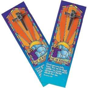 His is Risen Nail Cross Pin & Bookmarks - Set of 12 Each - Easter, Church and Sunday School Supplies