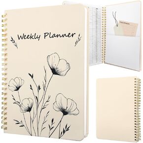 Weekly Planner Undated - 52 Weeks To Do List Notebook A5 for Work: Weekly Task, Habit Tracker Journal, Goal Setting, Agenda Sprial Bound Organizer Book Women Cute Stylish Design, Floral in Saudi Arabia