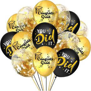 Purple and Gold Graduation Balloons 2025, 18 Pcs 12 Inches Latex Balloons for Graduation Party Decorations