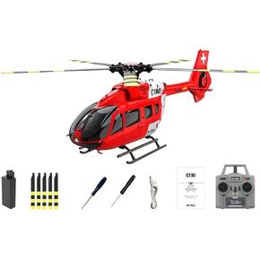 C190 H145 RC Helicopter 1:30 2.4G 6CH Single Rotor Helicopter with 6-axis Gyroscope and Dual Brushless Motors,Adult and Children's Aircraft Toy RTF (Red)