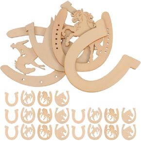 24pcs قاطعات حدوة حصان خشبية غير مكتملة ، رقائق خشبية على الجدران DIY للحرف اليدوية ، 3.54 × 3.26 × 0.07 بوصة ، مثالية لزخارف العطلات والمشاريع الإبداعية