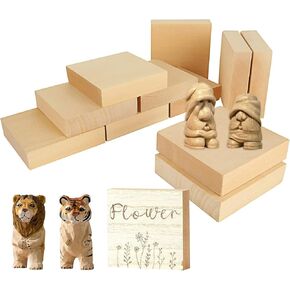 12PCS Unfinished MDF Wood Blocks for Crafts 4x4 inches, 1 Inch Thick Squares Basswood Carving Blocks, Wooden Cubes Whittling Soft Wood Carving Block for Arts and Crafts and DIY Projects