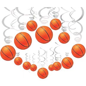 36Ct Basketball Hanging Swirl Decorations - Basketball Themed Party Supplies Hanging Party Decorations, Boy Birthday Party Decorations