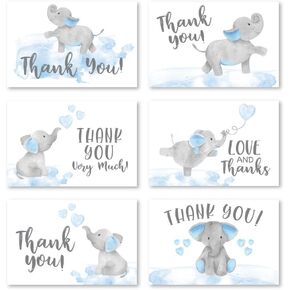Hadley Designs Blue Elephant Folded Thank You Cards