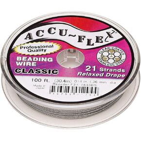 Accu-Flex Beading Wire Clear Nylon-Coated Stainless Steel 21-Strand 0.014-inch Diameter 100-foot Spool