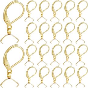 1 مربع 60pcs من الفولاذ المقاوم للصدأ القرط السنانير الذهب استفاد النتائج كبيرة huggie فرنسية الرافعة الخلفية الأذن مع قرصة الكفالة السنانير القرط لتصنيع المجوهرات لوازم ديي المبتدئين