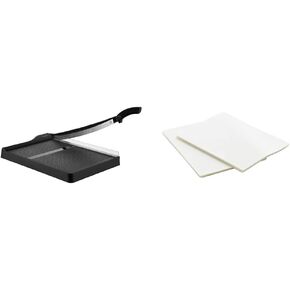 Amazon Basics Paper Trimmer 12 "Blade ، 10 صفيحة وشرائح صفائح بلاستيكية صفيحة واضحة ، 100 حزمة ، 9 × 11.5 بوصة