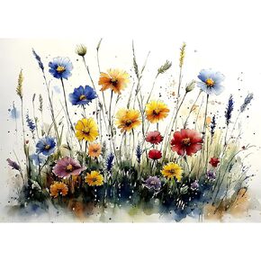 Tostog Sea of ​​Flowers Paints Diamond Paints for البالغين ، وأطقم فن الأزهار البرية 5D للبالغين ، لوحات DIY Full Drill Flower Diamond for Beginner ، Wall Art Decoration 11.8 in* 15.75 in.