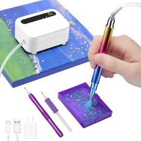 Diesisa Electric Diamond Art Painting Pen - فراغ الماس مجموعات القلم مع علبة تخزين - ملحقات الطلاء الماس لوضع أحجار AB مع ثلاث أقلام مختلفة - تدوم طويل