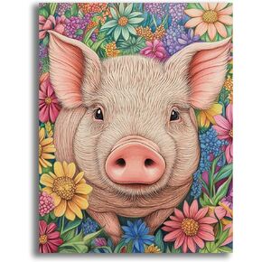 VAIIEYO 5D DIY Pig Diamond Art Kits for Adults, Diamond Painting Animal, Diamond Painting Kit Full Drill Round Rhinestone Craft Canvas for Home Wall Decor Gift 12x16 inch/30x40 cm