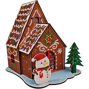 Party Ready 3D Diamond Painting Gingerbread House Christmas Cabin Kit - Diy Holiday Décor ، Full Drill Mosaic Art ، Festive Craft Kit (Gingerbread House)