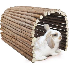kathson Rabbit Bridge Wooden Hamster Climbing Tunnel Bunny Extra Large Ladder Wood Flexible Hideout for Guinea Pig Chinchilla Ferret Hedgehog Rat Squirrel and Other Rodents(26 x 16 in)
