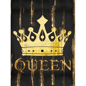 Jxavaxde Diamond Art Painting Black and Gold Golden King and Queen Crown Annivesary Bedding Couple Romantible Kit Of Come