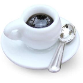 1 PC Dollhouse Decoration Accessories ، 1:12 Dollhouse Miniature Scene Coffe Cup Cuper with Spoon Play Toy 14 × 22mm (ZS182)