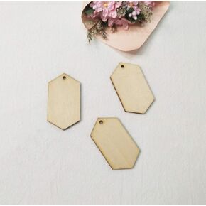 30pcs غير مكتملة من خشب الخشب أحكام سداسية مع قطع ليزر ثقب ، يتدلى قطع الفراغات المجوهرات (1.18 "x2.16")